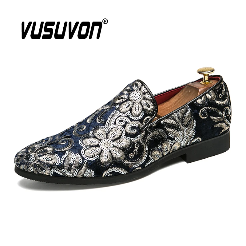 Мужские мокасины с острым носком темно-синие вельветовые лоферы на плоской