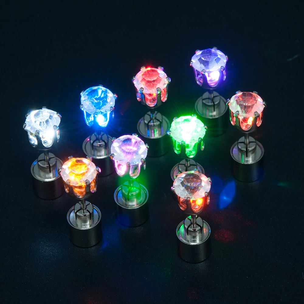 

1/2Pcs Light Up LED Bling Ear Stud Earrings Korean of Flash Zircon Ear Earrings Accessories for Party Women Christmas Earrings