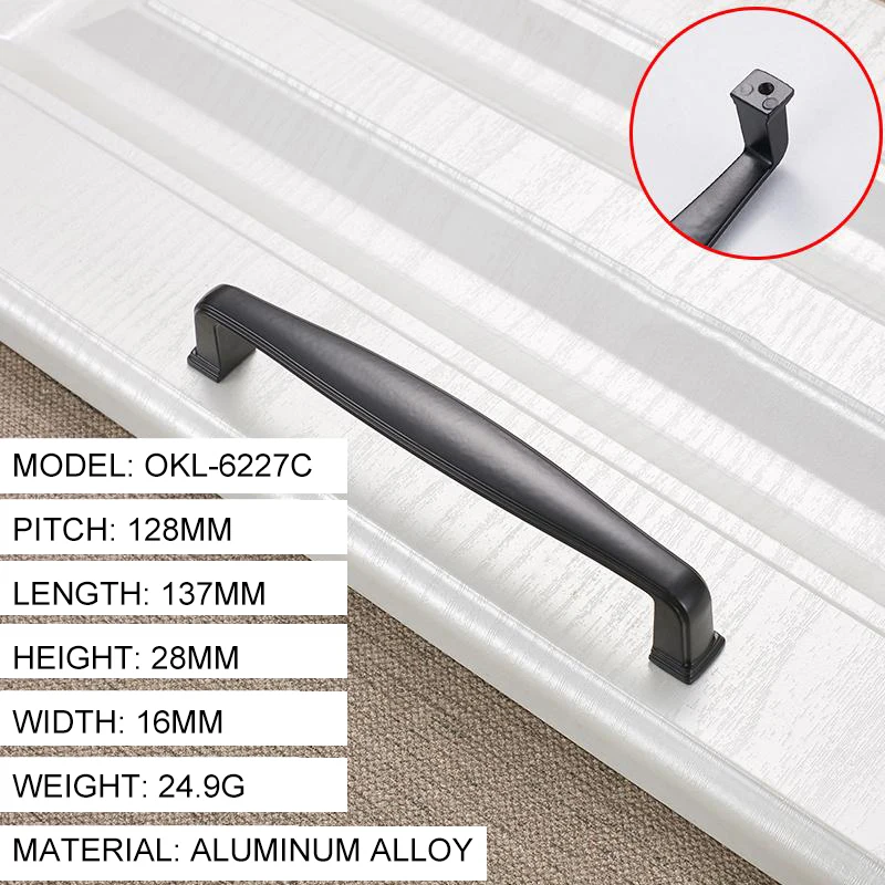 Черная ручка из алюминиевого сплава оптовая продажа для шкафа гардероба