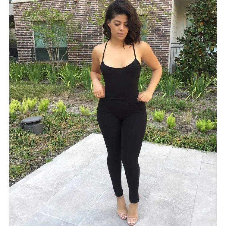 Women's sportswear fitness jumpsuit low chest bare back stretch sexy suspended party club banquet nightclub Elegant |