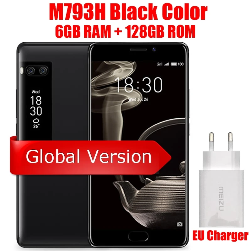 Black 6G 128G Meizu Pro 7 Plus, 6 ГБ, 128 ГБ, 4G, LTE, MTK Helio X30, Deca Core, экран 5,7 дюйма, 2 K, двойной, задний, 12,0 м, быстрая зарядка, сотовый телефон, двойной экран - Цвет: Black 6G 128G
