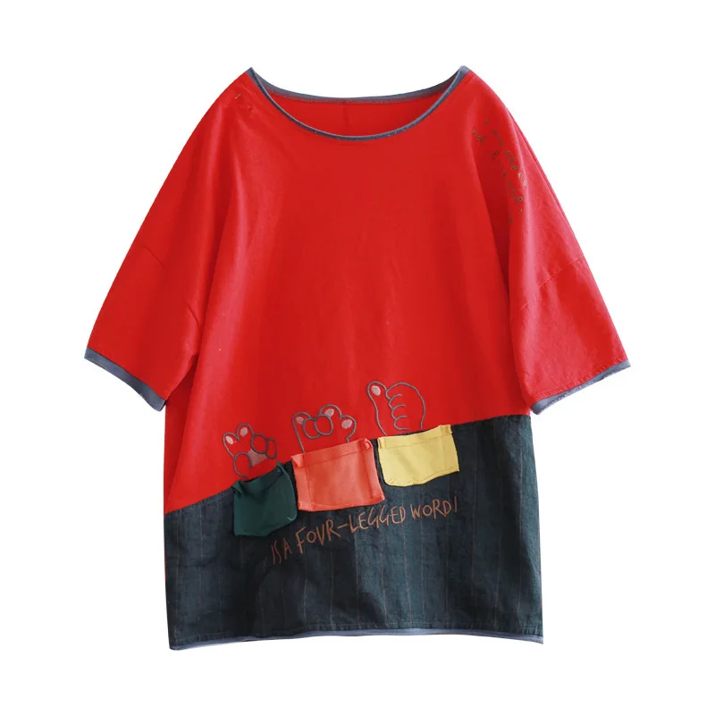 Футболка женская Max LuLu хлопковая с круглым вырезом и вышивкой летняя 2021 размера