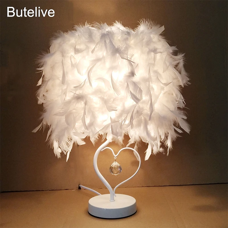 Настольная лампа светодиодная с перьями европейская вилка E27|Настольные лампы| |