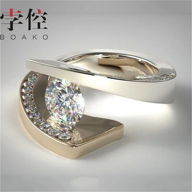Роскошные Большие пальцевые кольца BOAKO покрытые фианитом и кристаллами