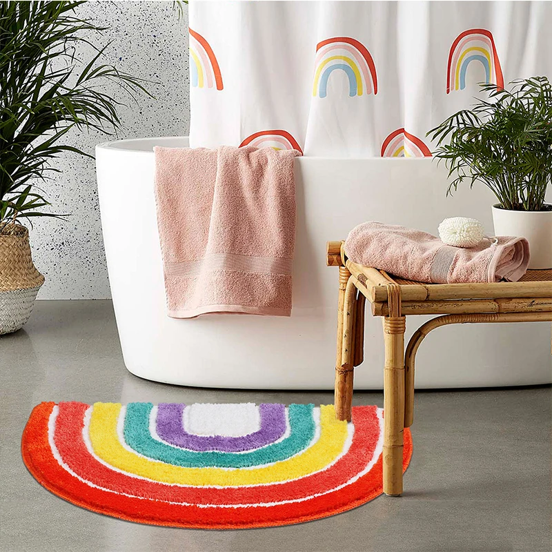 

Children's Cartoon Rainbow Semicircle Carpet Floor Mats Door Mats Door Mats Bathroom Door Absorbent Non-Slip Mats