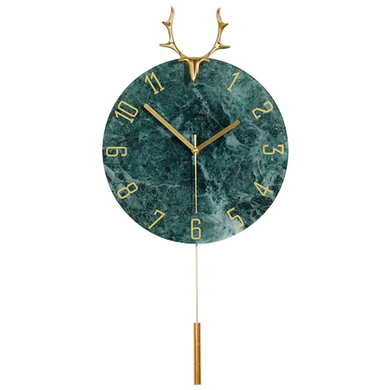 

Nordic Elk Silent Metal Decorative Swingable Wall Clock Modern Design Watch Living Room Home Decor Christmas Decoration Gifts