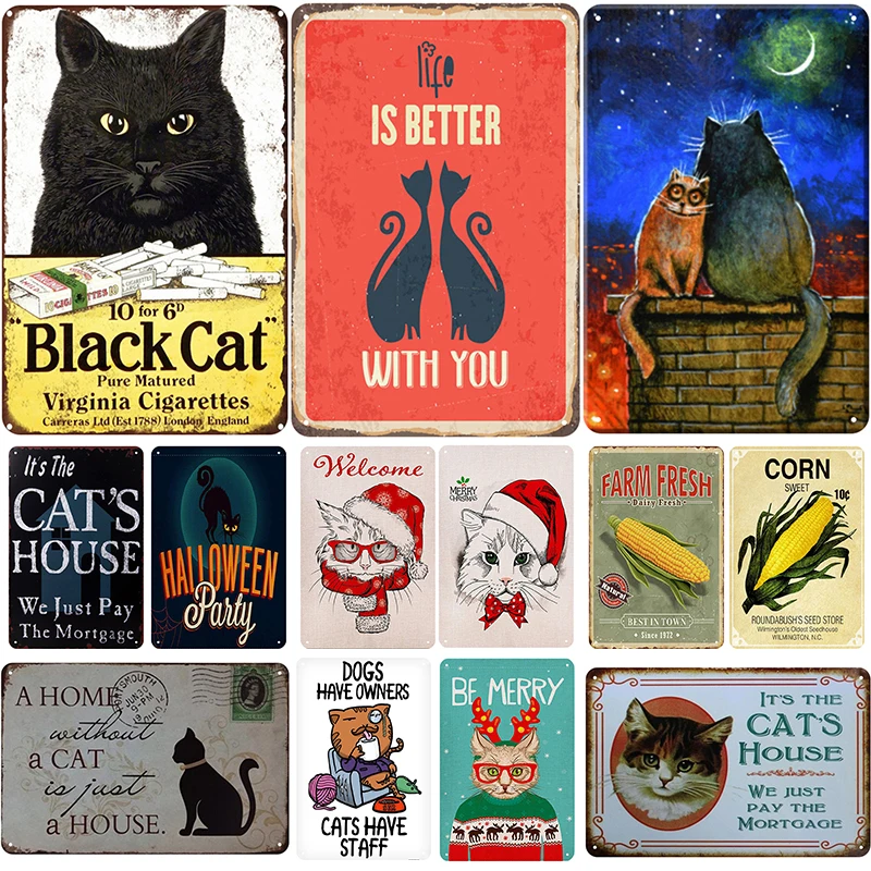 

Cool Cat Plaque Metal Vintage Tin Sign Pin Up Shabby Chic Decor Metal Signs Vintage Bar Decoration Metal Poster Pub Metal Plate