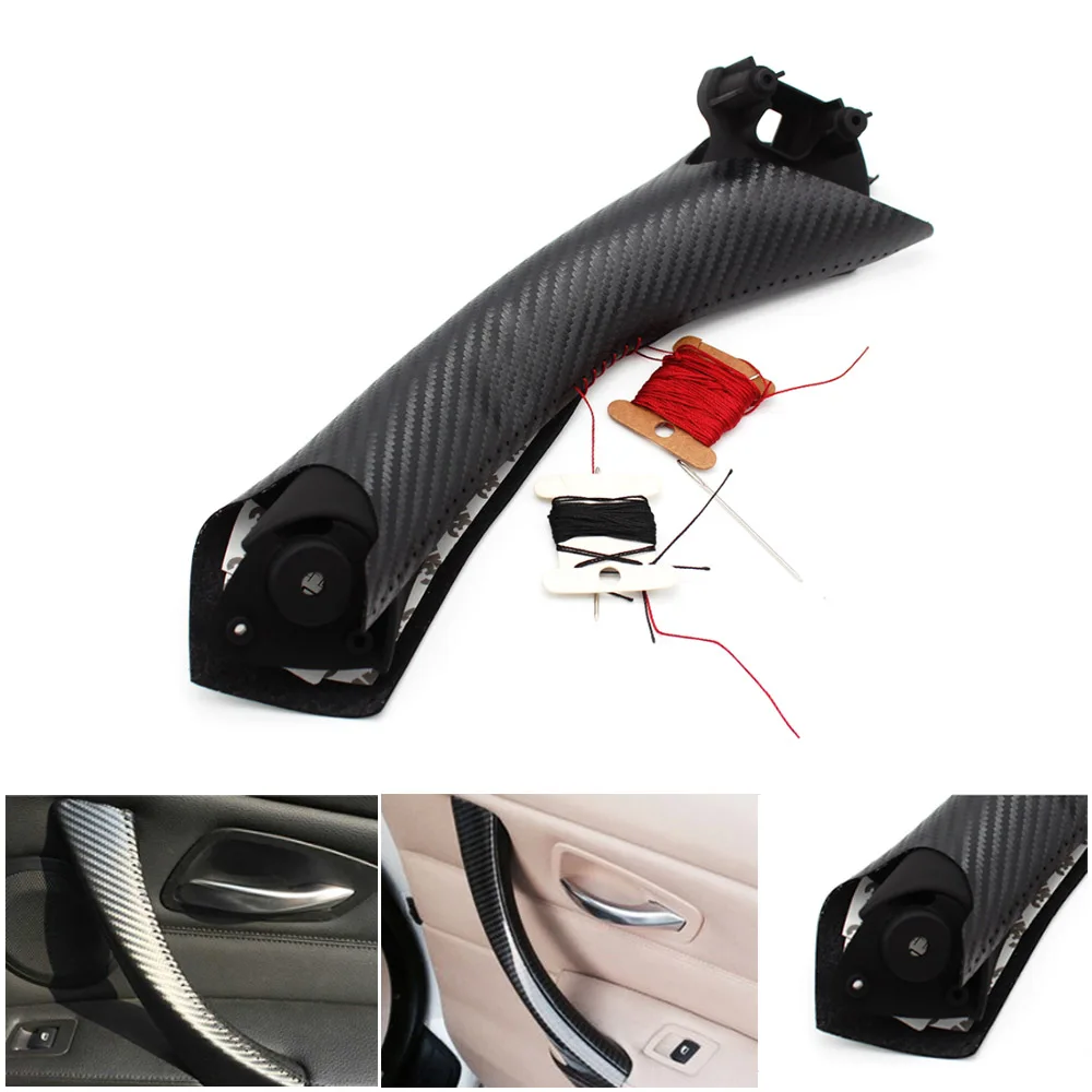 Для BMW 3 серии E90 E91 E92 2005 2012 углеродное волокно текстура внутренняя дверная ручка