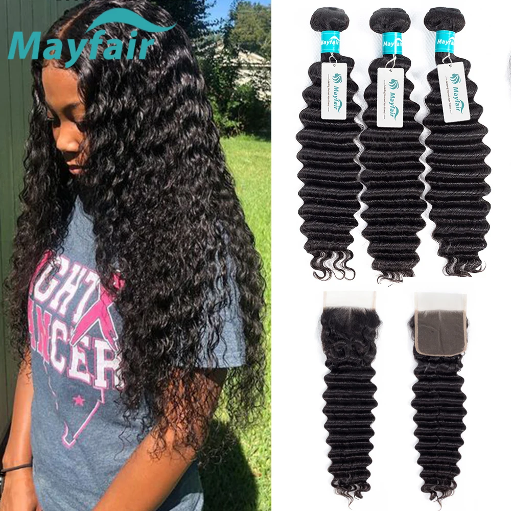 Mayfair пупряди глубоких волн с застежкой бразильские волос пряди человеческих