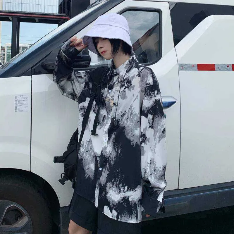 Блузка NiceMix свободного покроя с длинным рукавом и принтом уличная одежда в стиле