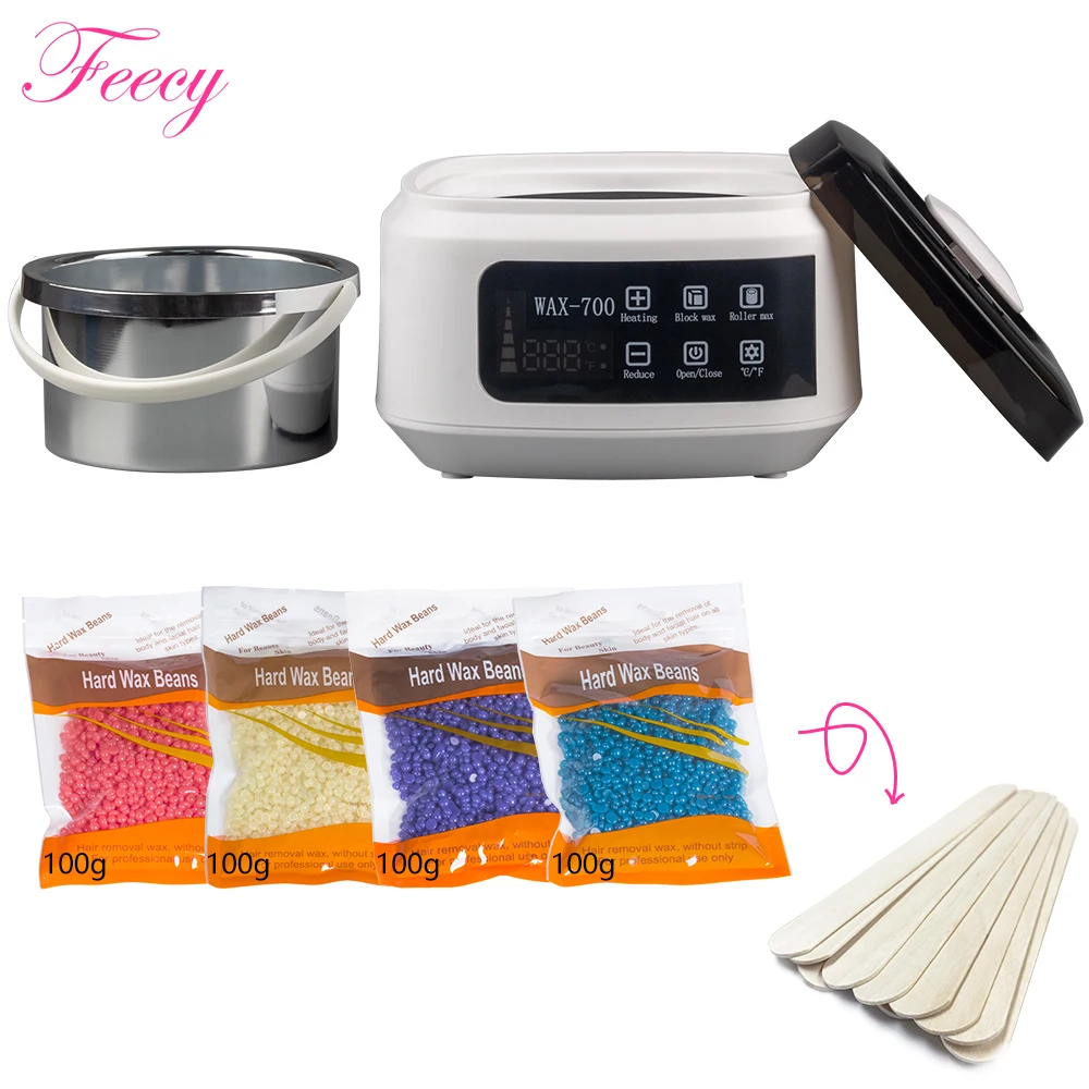 Аппарат для нагрева воска парафин 200 г без полосок 10 деревянных палочек | Красота
