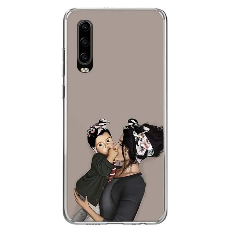 Baby Mom Girls Cover Phone Case For Huawei P30 Lite P20 P40 P50 Mate 40 30 20 10 Pro Luxury Clear Print Shell Coque