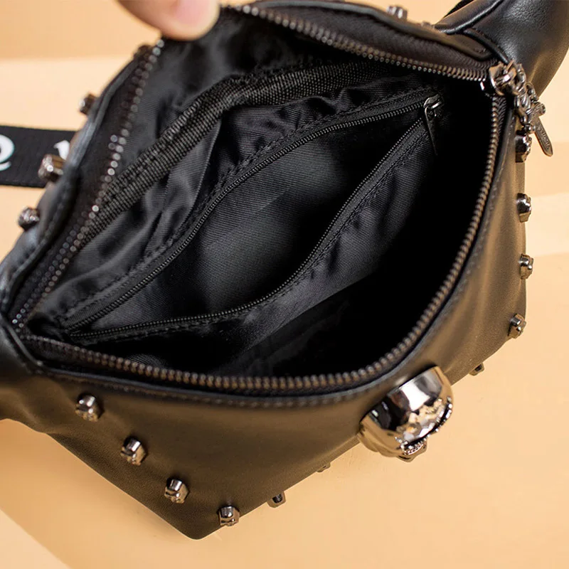 Поясная Сумка мужская в стиле панк с рисунком черепа |