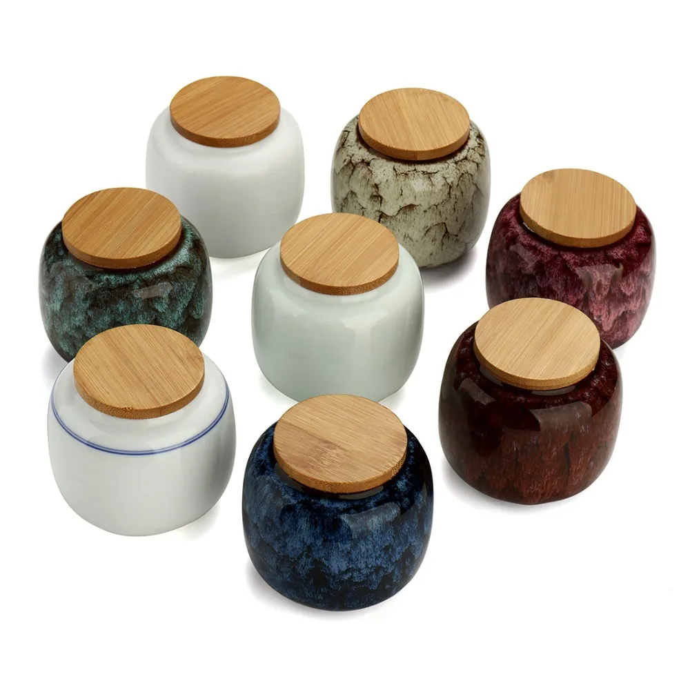 220ml Chinese Style Ceramic Storage Bottle Jar Colorful Tea Caddies Containers Kitchen Portable Travel Candy Coffee Snacks Jar