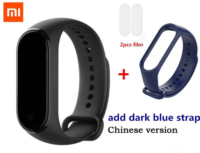 add Dark blue strap Xiaomi Mi Band 4 смарт-Браслет фитнес-браслет AI Bluetooth 5,0 AMOLED цветной сенсорный экран AI частота сердечных сокращений - Цвет: add Dark blue strap