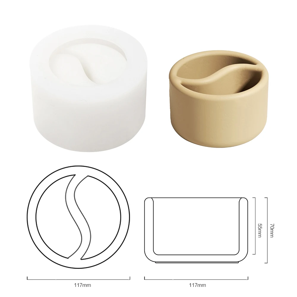 Molde de tarro de vela de hormig&oacute;n Yin Yang, recipiente de vela de cemento de silicona, molde para vela de decoraci&oacute;n del hogar hecho a mano-1