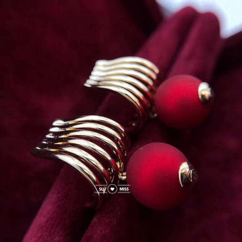 Unique Design New Year Red Simulated Pearl Dangle Earring For Women Charm Wedding Jewelry Party Drop | Украшения и аксессуары