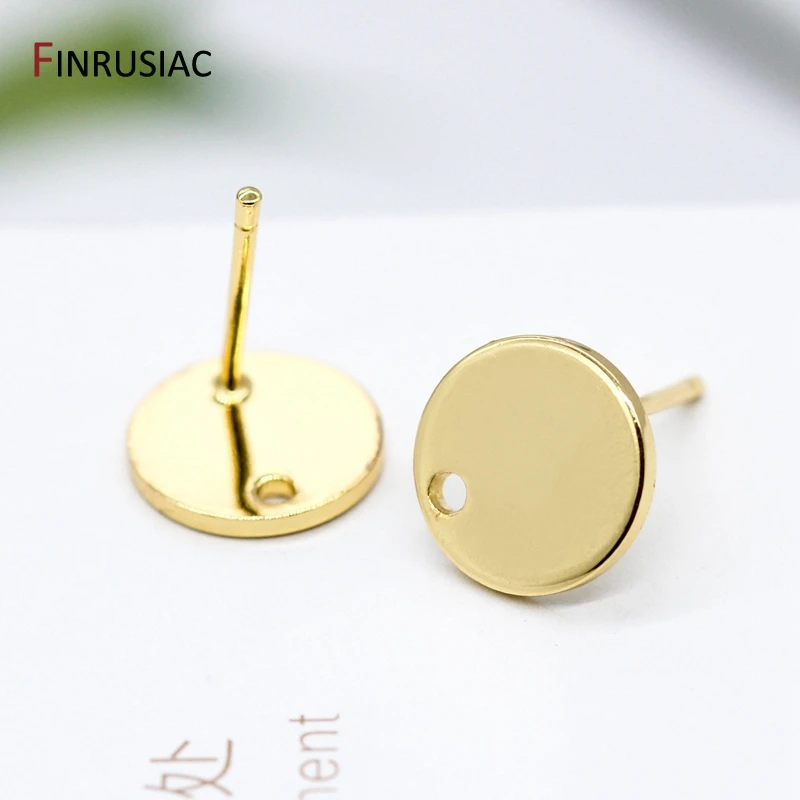 14k gold plated round stud earring findings accessories for diy make earrings jewellery wholesale oorbellen maken | Украшения и