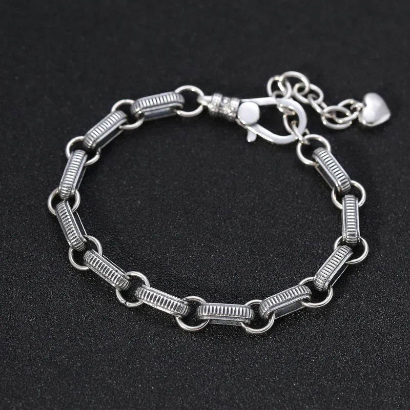 

5mm Thick S925 Sterling Silver Square Bracelet Thai Silver Chain 18CM With 4CM Extension