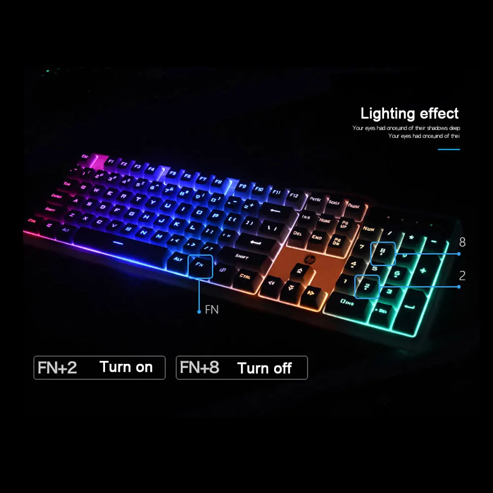 Hp K300 Проводная Водонепроницаемая игровая клавиатура механический эргономичный дизайн светодиодный с подсветкой 104 клавиш компьютерная геймерская клавиатура