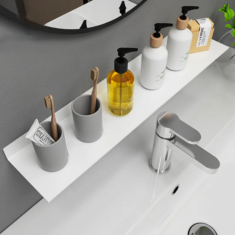 

Bathroom Storage Rack 30-60cm Modern Matt Bathroom Shelves Kitchen Wall Shelf Home Accessories