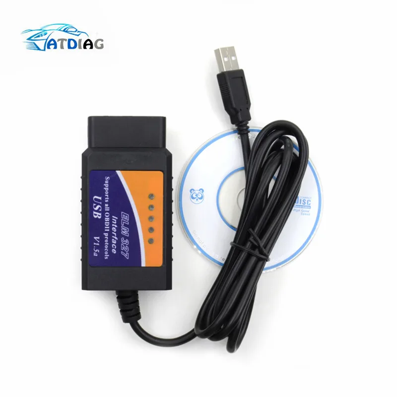 Новый диагностический инструмент OBD2 ELM327 USB V1.5 пластиковый автомобильный кабель