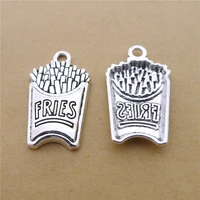 70pcslot antique silver fries charms 25x15mm food charms for jewelry making