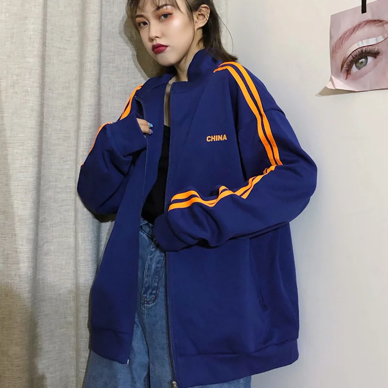 

Waitmore Sweater Women's Spring and Autumn Thin Loose Korean Style Fashionable Idle Style Bf Zipper Oversize Coat