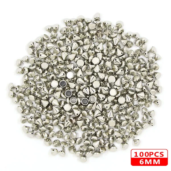 6MM Sliver 100 шт CCB бусинки из пластика с заклепками золотистого и серебристого цвета шипованные заклепки в стиле панк для кожаных гвоздей с заклепками аксессуары для одежды - Цвет: 6MM Sliver