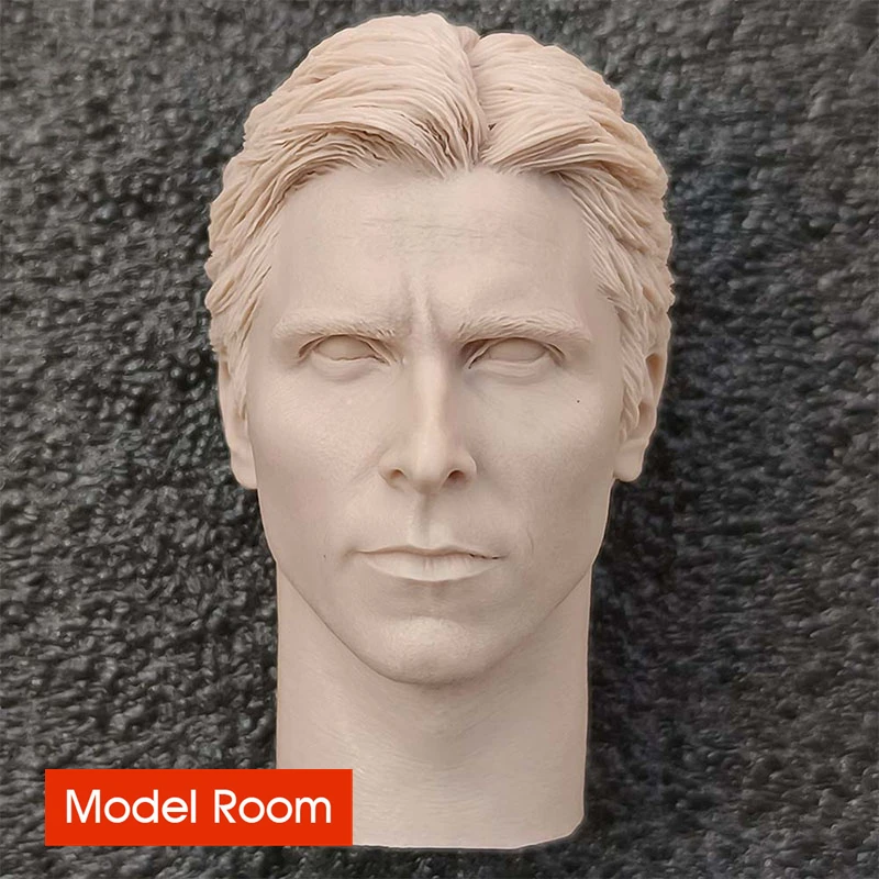 

Unpainted 1/6 Bat Hero Christian Bale Head Sculpt Carving Model Fit 12'' Male Soldier Action Figure Body Dolls for Fans DIY