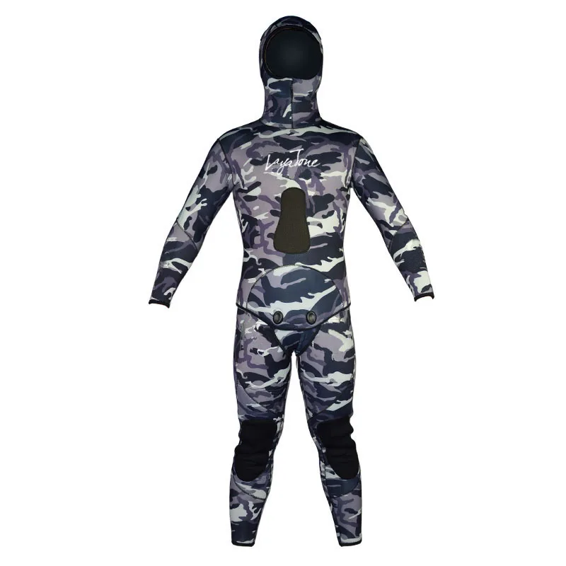 9mm Wetsuits LayaTone 7/9 мм неопрен гидрокостюмы для мужчин камуфляж Подводная охота 2-Pieces Дайвинг костюм подводная охота с капюшоном всего тела мокрого костюма - Цвет: 9mm Wetsuits