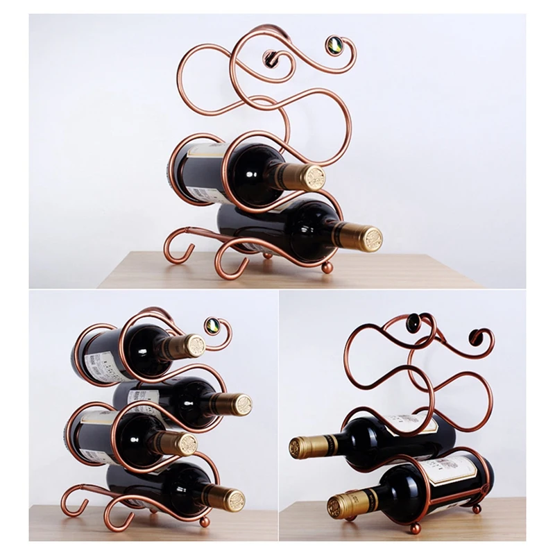 Винная стойка в европейском стиле на 4 бутылки металлическая отдельно стоящая