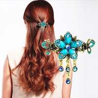 fashion flower hair accessories for women hair pendant decor disk bands charms gift vintage rose crab grasp clip 6 2x3 5cm 1pcs