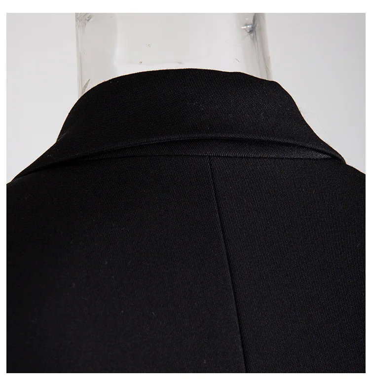 [EAM] Свободная Черная куртка с вырезами новая женская отворотом и длинным рукавом