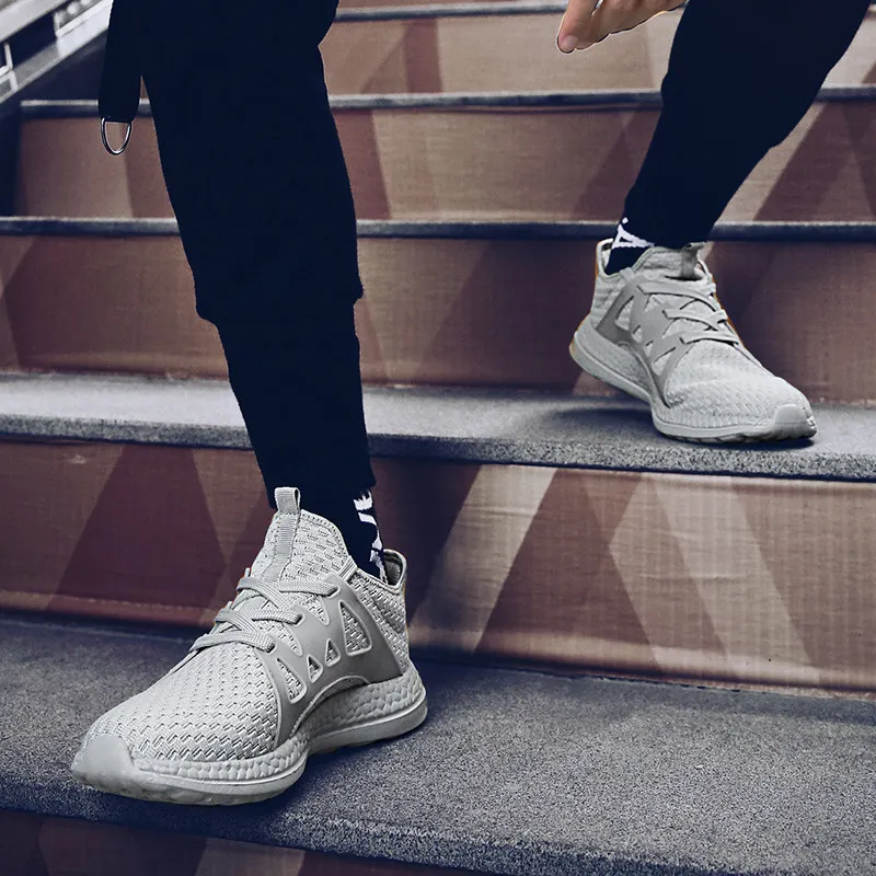 

Summer Grey Knitted Men's Casual Sneaker Low Breathable Mesh Light Sneakers Men Non-slip Unisex Big Size 36-47 Walking Shoe Men