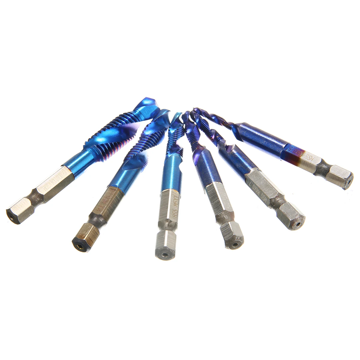 

6pcs/set Hand Tap Drill Bits HSS Screw Spiral Point Thread M3 M4 M5 M6 M8 M10 High Speed Steel Hex Shank Machine Taps Kit