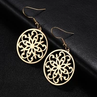 sipuris retro flower drop earrings filigree stainless steel round dangle earrings for women fashion jewelry gift accessories new