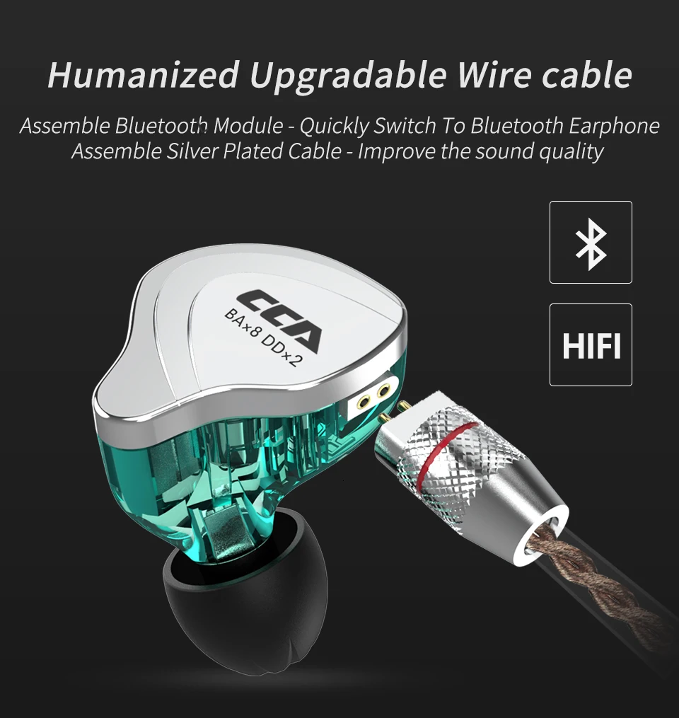 EE CCA C10 4BA+ 1DD гибридные наушники в ухо HIFI DJ монитор бег спортивные наушники гарнитура вкладыши для KZ AS10 ZS10 ZST TRN V80