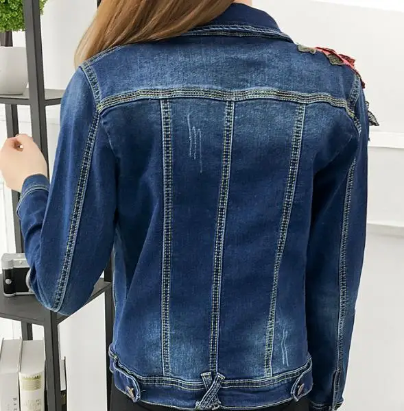 2020 Для женщин куртка высокое качество Весна и осень новые вышитые джинсовая