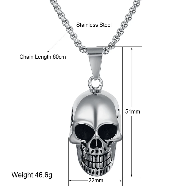 Мужское ожерелье с подвеской скелетом из нержавеющей стали|necklace stainless steel|chain