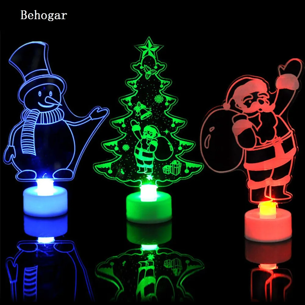 Behogar 3 шт. Рождественский ночной Светильник Рождественская елка Санта Клаус