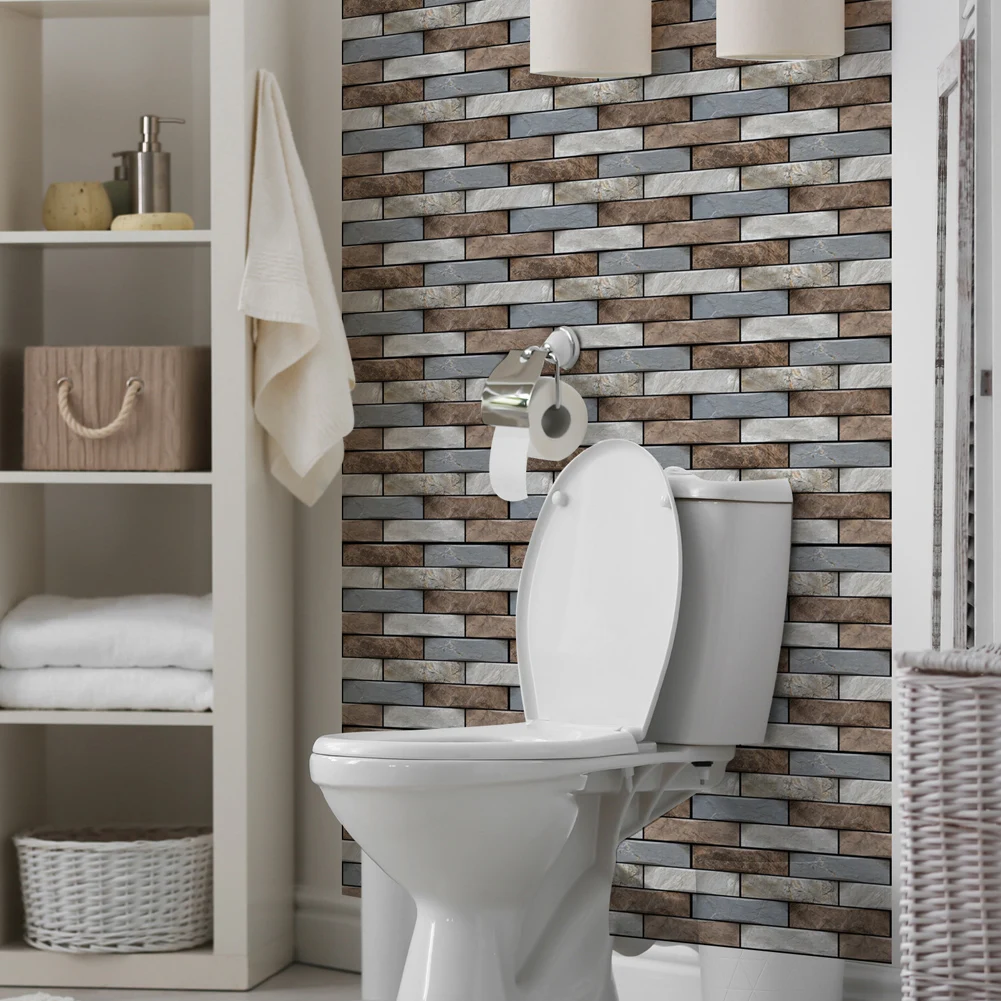 

12pcs 3D Self-Adhesive Wall Stickers Waterproof DIY Stone Pattern Wallpaper Brick Home Decor Kitchen Bathroom Simulation Brick