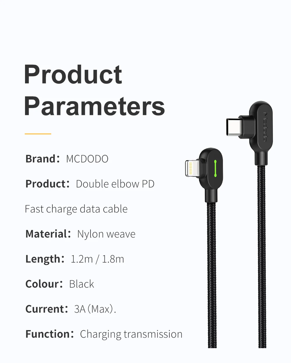 Mcdodo USB-C PD кабель для быстрой зарядки type C для Lightning 36 Вт 3 а зарядное устройство USB C для iPhone XR XS Max 8 PD ISO 13 Кабель