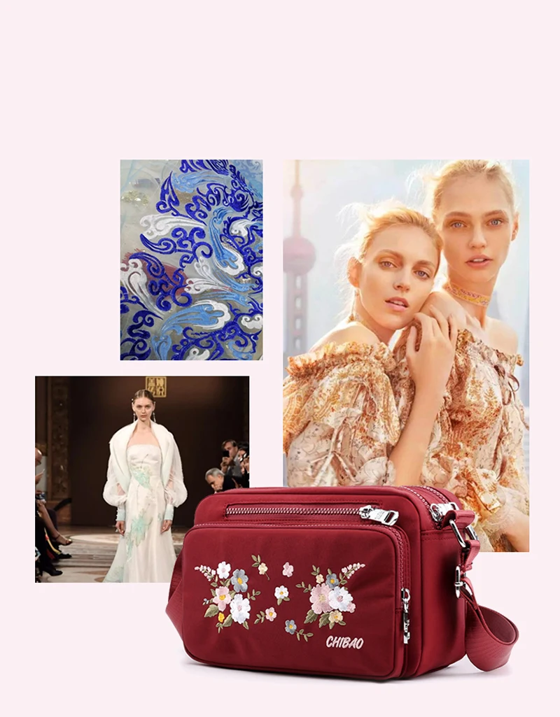 Bags for Women Nylon Crossbody Waterproof Female Messenger Bag Embroidery Shoulder Bag Small Fashion Women Messenger Bags