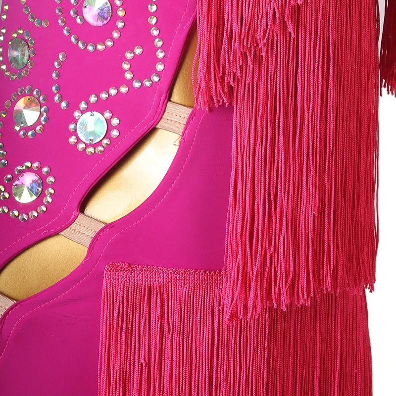 Женское платье для латиноамериканских танцев откровенное с бахромой и открытой