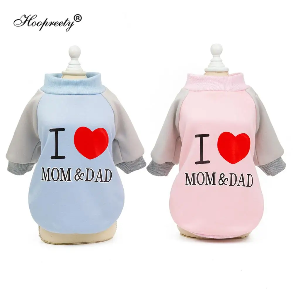 Одежда для маленьких и средних собак Sweety I LOVE MOM & DAD футболка щенков зимняя теплая