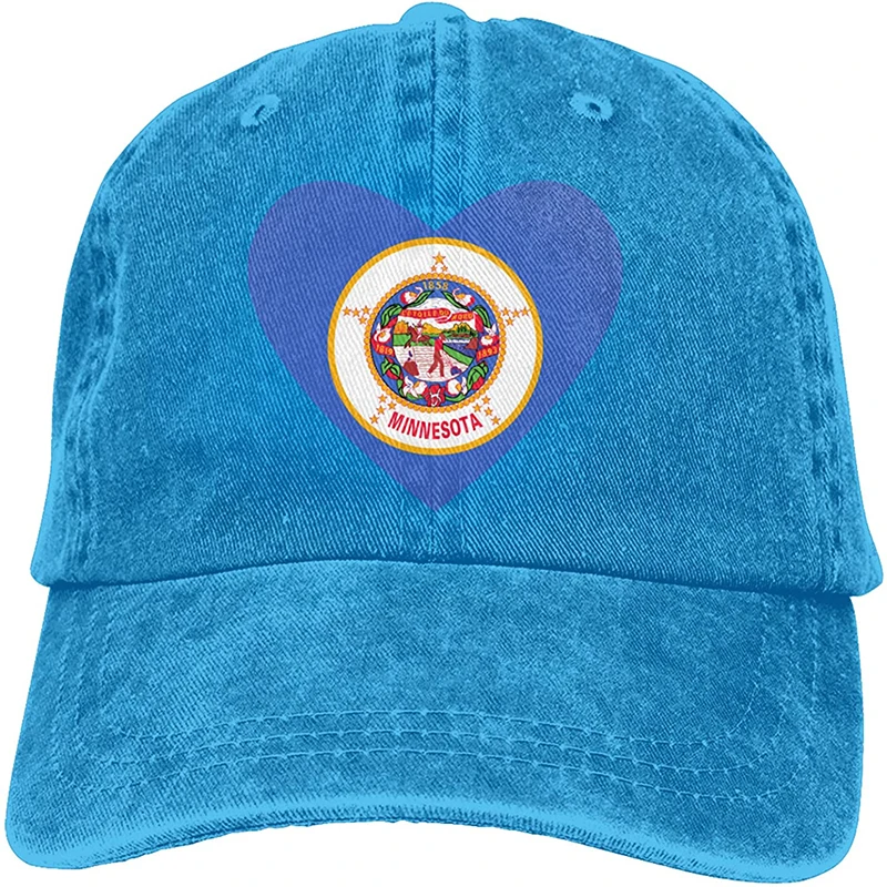 

Fashion Soft Flag of Minnesota Heart Hat Gift Dad Hat Trucker Hat Cowboy Hat