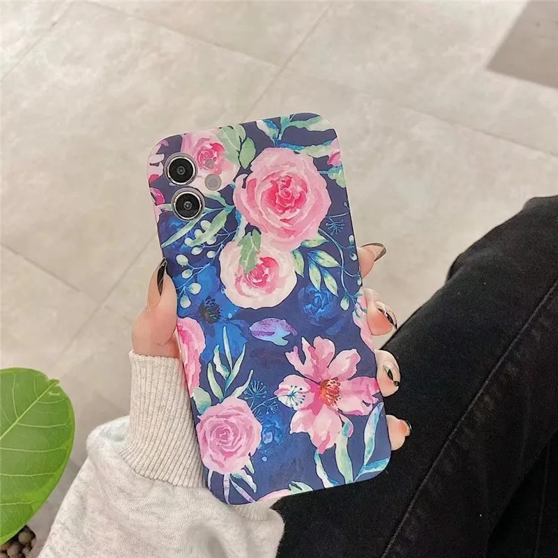 

Pretty Summer Leaf Floral Phone Case For iPhone 13 12 11 Pro Max X XR XS Max 7 8 Plus SE 2020 Soft Silicon Flower Back Cover