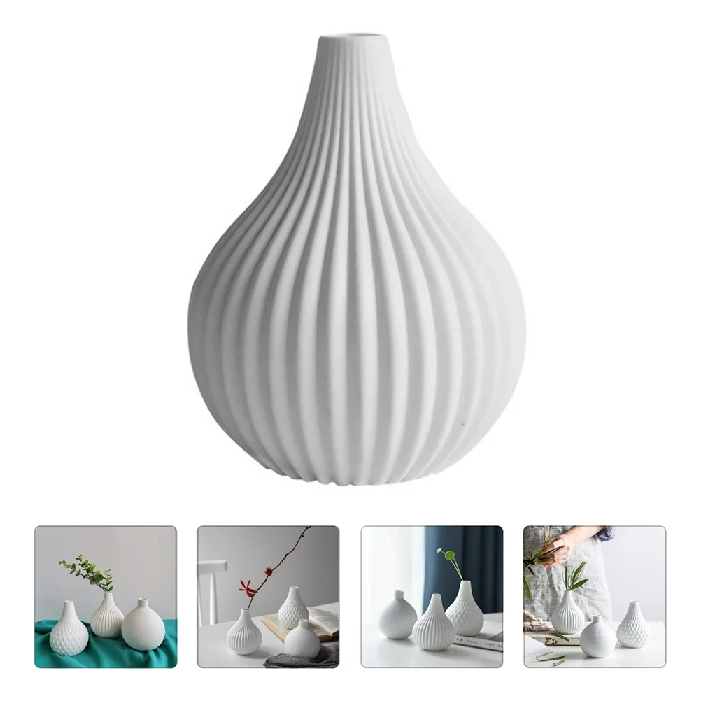 

3Pcs 1 Set Modern Decoration Vases Flower Holders Decoration Vases (White)