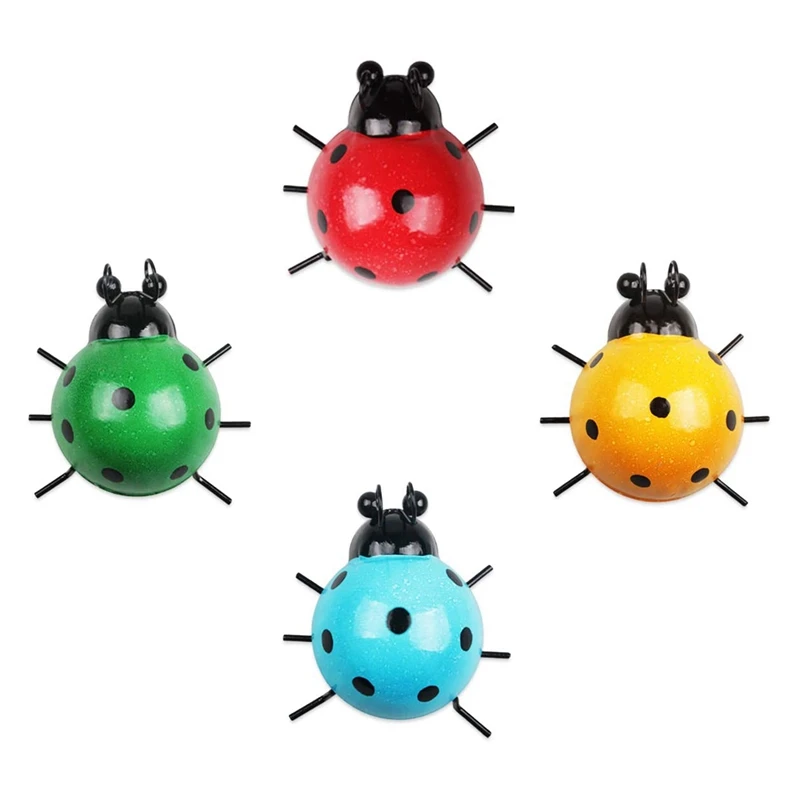 

Металлические божьи коровки, группа из 4 цветных милых насекомых для подвешивания стен, искусства сада, газона, декор для помещений и улицы, ...